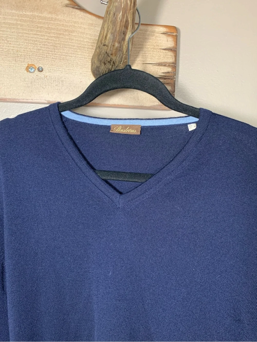 STENSTRÖMS Swedish Navy Merino Wool V-Neck Sweater Men’s